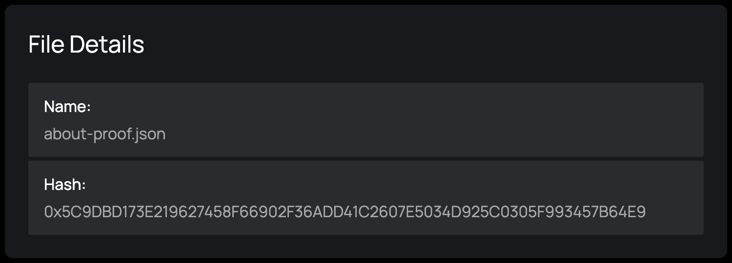 Integritas web app - file details