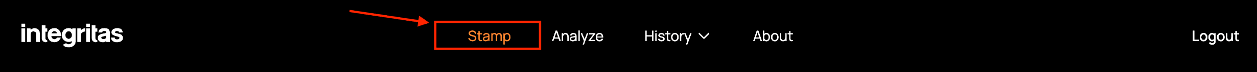 Integritas web app - navigation to stamp page